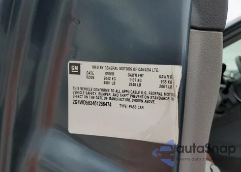 2006 Buick Lacrosse Cxl из США, поврежденный, VIN 2G4WD582461256474